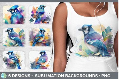 Rainbow Blue Jay Distressed Sublimation Background Panel