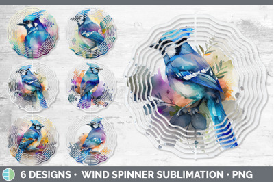 Rainbow Blue Jay Wind Spinner | Sublimation Designs Bundle