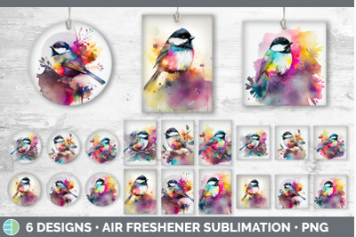 Rainbow Chickadee Air Freshener | Sublimation Designs Bundle