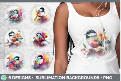 Rainbow Chickadee Background | Grunge Sublimation Backgrounds