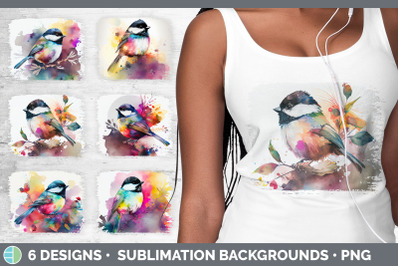 Rainbow Chickadee Distressed Sublimation Background Panel