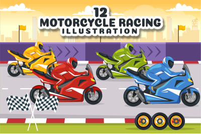 12 Motorcycle Racing Championship Illustration