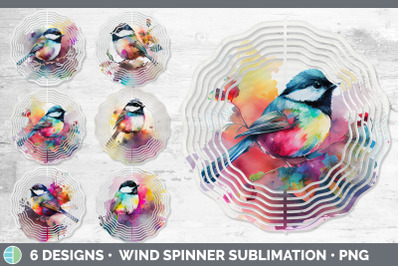 Rainbow Chickadee Wind Spinner | Sublimation Designs Bundle