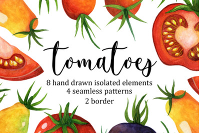 Tomato vegetable watercolor clipart JPG, PNG