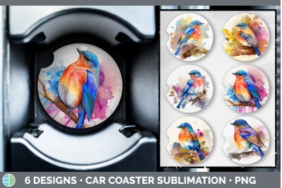 Rainbow Bluebird Car Coaster | Sublimation Designs Bundle