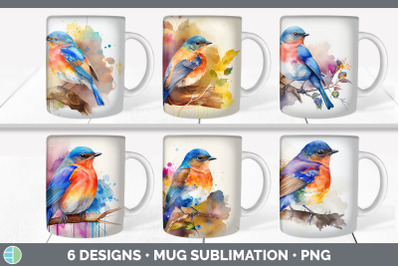 Rainbow Bluebird Mug Sublimation | Coffee Cup Background PNG