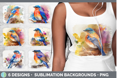 Rainbow Bluebird Distressed Sublimation Background Panel