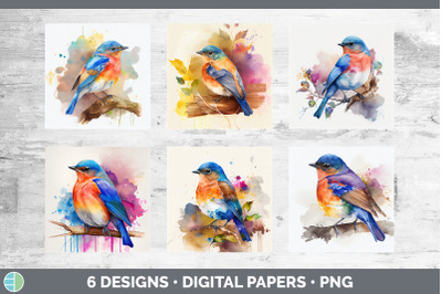 Rainbow Bluebird Backgrounds | Digital Scrapbook Papers