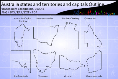 australia states and territories outline map