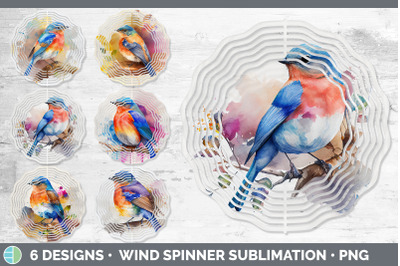 Rainbow Bluebird Wind Spinner | Sublimation Designs Bundle