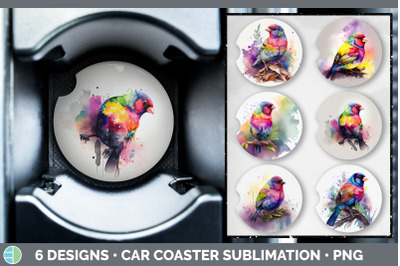 Rainbow Finch Car Coaster | Sublimation Designs Bundle