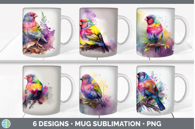 Rainbow Finch Mug Sublimation | Coffee Cup Background PNG