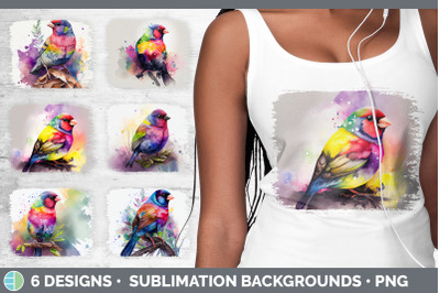 Rainbow Finch Distressed Sublimation Background Panel