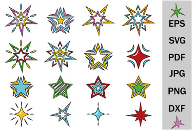 A set of clipart colored stars, print, sublimation by layers