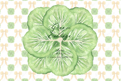 Cabbage Green Vintage  DIY Digital Clipart.