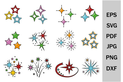 A set of clipart colored stars, print, sublimation by layers