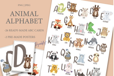 ALPHABET ANIMALS Clipart. ABC cards
