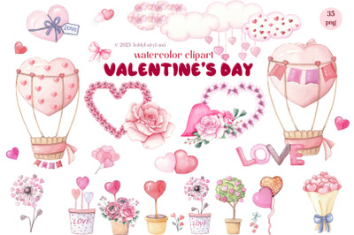 Watercolor clipart - Lovely Valentine