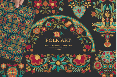 Folk Art Illustrations &amp; Patterns
