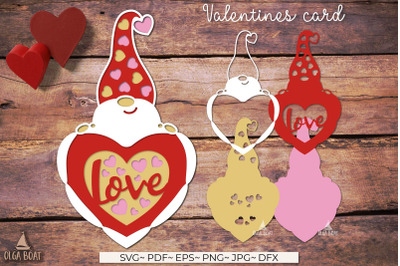 3d Valentine gnome card | Valentines card template
