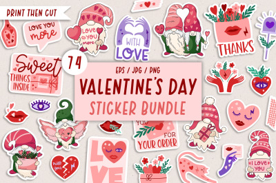 Valentine&#039;s Day Sticker Bundle | Valentine Sticker Packaging