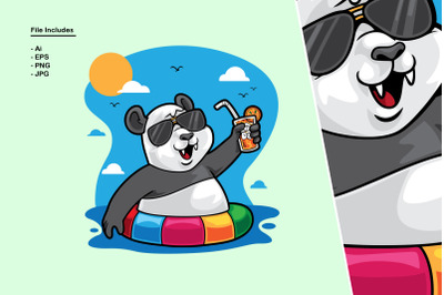 Panda Summer Sea Illustration