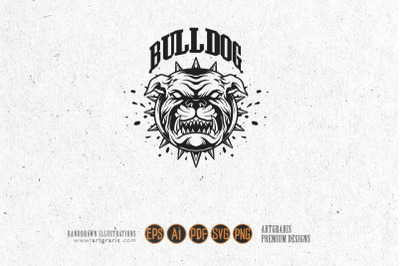 Bulldog head lettering word classic logo silhouette