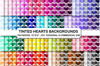100 Tinted Hearts Digital Papers Valentines Day Backgrounds