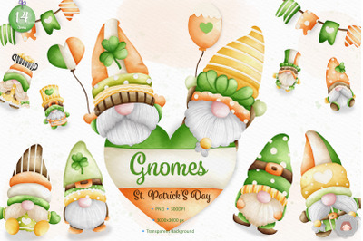Watercolor Gnome Saint Patrick Day Clipart