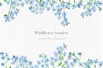 Wildflower border set forget me not invitation clipart #c67
