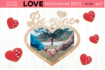 Be Mine Photo Frame SVG. Laser Photo Frame. Hearts Photo Frame