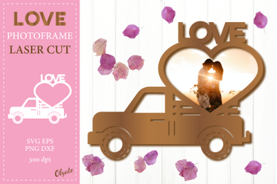 Valentines Truck Photo Frame SVG. Family Photo Frame