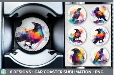 Rainbow Crow Car Coaster | Sublimation Designs Bundle