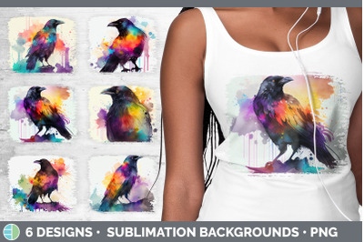 Rainbow Crow Distressed Sublimation Background Panel