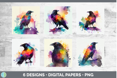 Rainbow Crow Backgrounds | Digital Scrapbook Papers