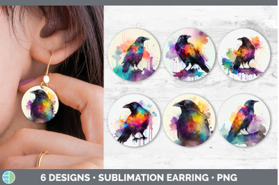 Rainbow Crow Round Earring | Sublimation Designs Bundle