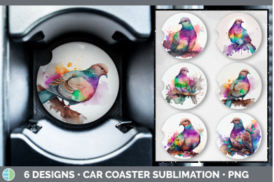 Rainbow Dove Car Coaster | Sublimation Designs Bundle