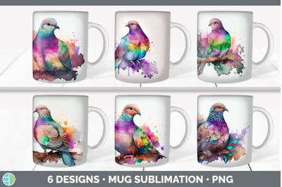 Rainbow Dove Mug Sublimation | Coffee Cup Background PNG