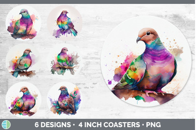 Rainbow Dove Round Coaster | Sublimation Designs Bundle