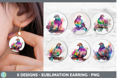 Rainbow Dove Round Earring | Sublimation Designs Bundle