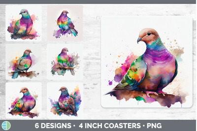 Rainbow Dove Square Coaster | Sublimation Designs Bundle