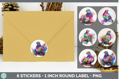 Rainbow Dove Stickers | Sticker 1in Round Labels PNG Designs