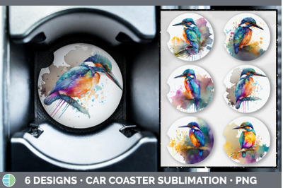 Rainbow Kingfisher Car Coaster | Sublimation Designs Bundle