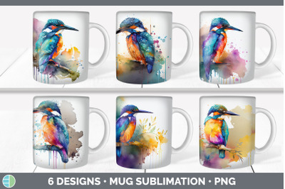 Rainbow Kingfisher Mug Sublimation | Coffee Cup Background PNG