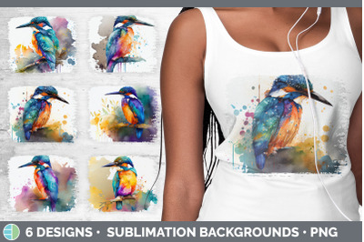 Rainbow Kingfisher Distressed Sublimation Background Panel