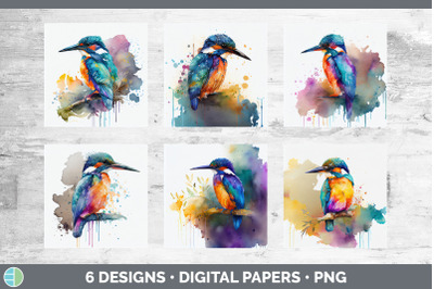 Rainbow Kingfisher Backgrounds | Digital Scrapbook Papers