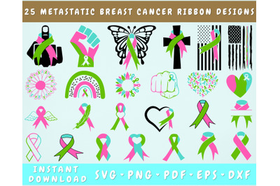 Metastatic Breast Cancer Clipart Bundle&2C; 25 Designs