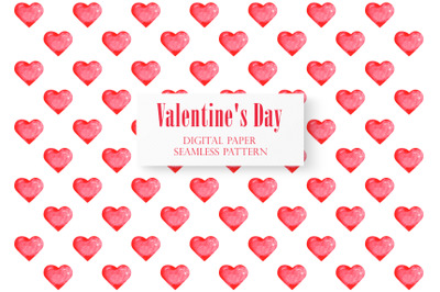 Red heart digital paper, seamless pattern. Love. Valentine&#039;s Day.