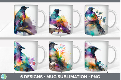 Rainbow Magpie Mug Sublimation | Coffee Cup Background PNG