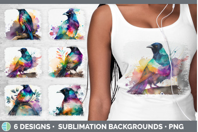 Rainbow Magpie Distressed Sublimation Background Panel